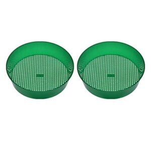 doitool- 2pcs mesh plastic garden sieve gardening seedling tool riddle for compost soil stone (green, with color deviation)