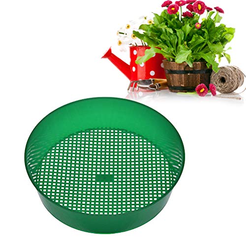 DOITOOL- 2PCS Mesh Plastic Garden Sieve Gardening Seedling Tool Riddle for Compost Soil Stone (Green, with Color Deviation)