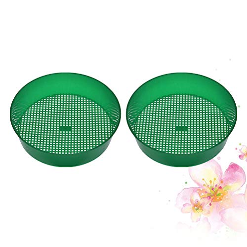 DOITOOL- 2PCS Mesh Plastic Garden Sieve Gardening Seedling Tool Riddle for Compost Soil Stone (Green, with Color Deviation)