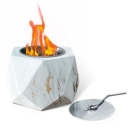 Tabletop Fire Pit Table Top Firepit Portable Mini Fire Pit Concrete Table Top Fireplace Fire Bowl Alcohol Ethanol Fueled Rubbing Smokeless Indoor Outdoor with Stainless Steel Burn Cups of GZGNEEVL