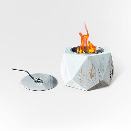 Tabletop Fire Pit Table Top Firepit Portable Mini Fire Pit Concrete Table Top Fireplace Fire Bowl Alcohol Ethanol Fueled Rubbing Smokeless Indoor Outdoor with Stainless Steel Burn Cups of GZGNEEVL