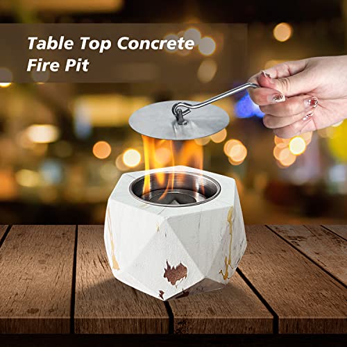 Tabletop Fire Pit Table Top Firepit Portable Mini Fire Pit Concrete Table Top Fireplace Fire Bowl Alcohol Ethanol Fueled Rubbing Smokeless Indoor Outdoor with Stainless Steel Burn Cups of GZGNEEVL