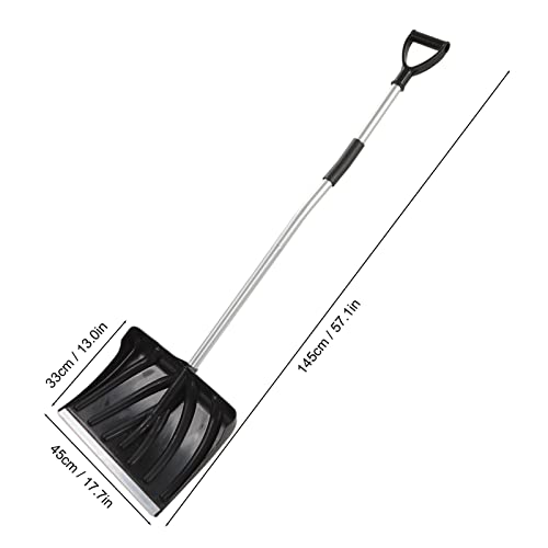 Garden Snow Shovel, 17.7in Width Large Capacity D Shaped Handle Anti Slip Foam Widely Used Sturdy Durable Detachable Wide Snow Shovel for Car