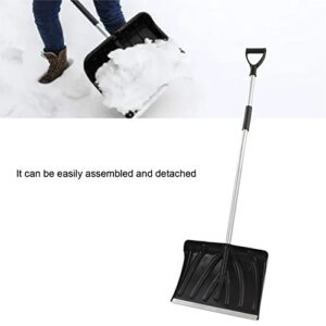 Garden Snow Shovel, 17.7in Width Large Capacity D Shaped Handle Anti Slip Foam Widely Used Sturdy Durable Detachable Wide Snow Shovel for Car