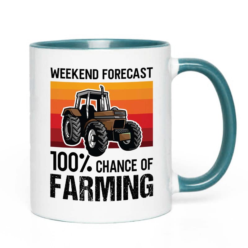 Bubble Hugs Farmer Birthday Two Tone Green Edition Coffee Mug 11oz - Forecast Farming - Dry Farming Farm ranch Market Garden Agricultural Seed Drill Acre Hay Tractor Farmer Crops