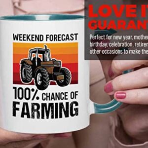 Bubble Hugs Farmer Birthday Two Tone Green Edition Coffee Mug 11oz - Forecast Farming - Dry Farming Farm ranch Market Garden Agricultural Seed Drill Acre Hay Tractor Farmer Crops