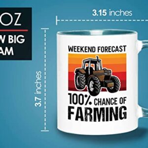 Bubble Hugs Farmer Birthday Two Tone Green Edition Coffee Mug 11oz - Forecast Farming - Dry Farming Farm ranch Market Garden Agricultural Seed Drill Acre Hay Tractor Farmer Crops