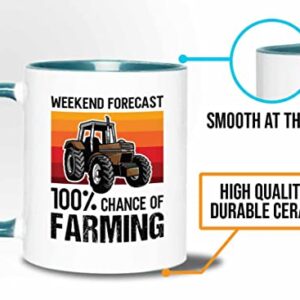 Bubble Hugs Farmer Birthday Two Tone Green Edition Coffee Mug 11oz - Forecast Farming - Dry Farming Farm ranch Market Garden Agricultural Seed Drill Acre Hay Tractor Farmer Crops