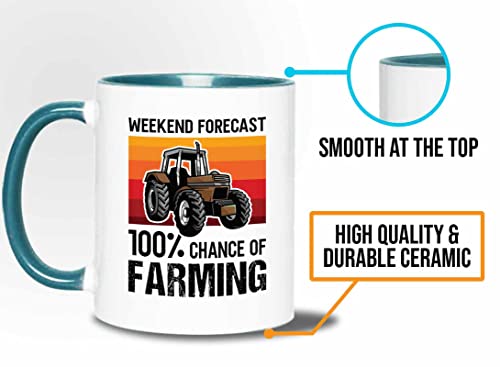 Bubble Hugs Farmer Birthday Two Tone Green Edition Coffee Mug 11oz - Forecast Farming - Dry Farming Farm ranch Market Garden Agricultural Seed Drill Acre Hay Tractor Farmer Crops