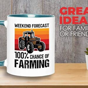 Bubble Hugs Farmer Birthday Two Tone Green Edition Coffee Mug 11oz - Forecast Farming - Dry Farming Farm ranch Market Garden Agricultural Seed Drill Acre Hay Tractor Farmer Crops