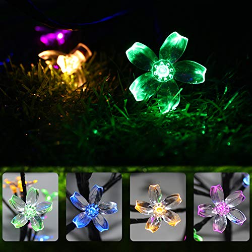 Anordsem Solar Light Outdoor Decorative, Solar Garden Decorative Lights with Auto ON-Off, Multi-Color Changing Tree Shape Cherry Bulb for Yard Patio Lawn Garden Decorations 2-Pack