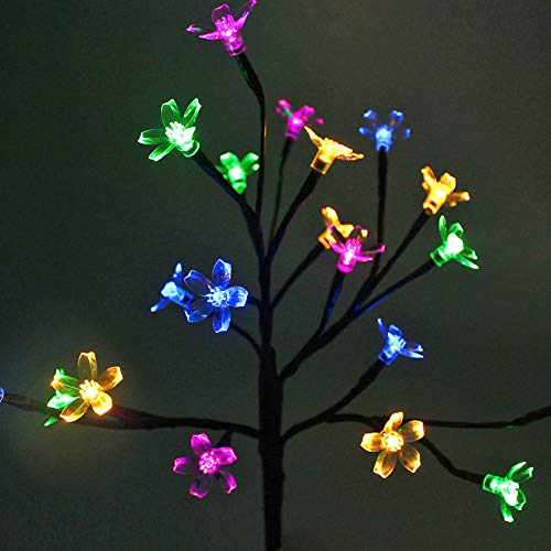 Anordsem Solar Light Outdoor Decorative, Solar Garden Decorative Lights with Auto ON-Off, Multi-Color Changing Tree Shape Cherry Bulb for Yard Patio Lawn Garden Decorations 2-Pack