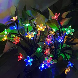 Anordsem Solar Light Outdoor Decorative, Solar Garden Decorative Lights with Auto ON-Off, Multi-Color Changing Tree Shape Cherry Bulb for Yard Patio Lawn Garden Decorations 2-Pack