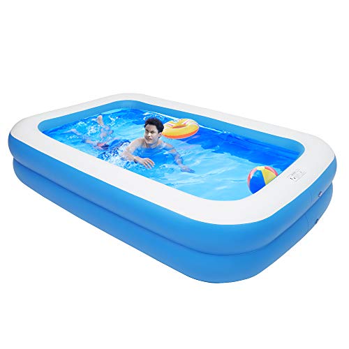 Kcelarec Inflatable Swimming Pool, Family Full-Sized Inflatable Pools Family Lounge Pool for Kids & Adults, Blow Up Pool for Outdoor, Garden, Backyard (102" x 70" x 22", Blue)