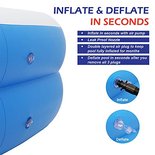 Kcelarec Inflatable Swimming Pool, Family Full-Sized Inflatable Pools Family Lounge Pool for Kids & Adults, Blow Up Pool for Outdoor, Garden, Backyard (102" x 70" x 22", Blue)