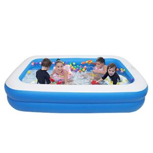 Kcelarec Inflatable Swimming Pool, Family Full-Sized Inflatable Pools Family Lounge Pool for Kids & Adults, Blow Up Pool for Outdoor, Garden, Backyard (102" x 70" x 22", Blue)