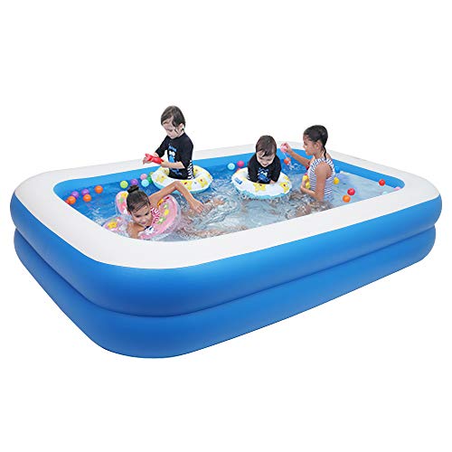 Kcelarec Inflatable Swimming Pool, Family Full-Sized Inflatable Pools Family Lounge Pool for Kids & Adults, Blow Up Pool for Outdoor, Garden, Backyard (102" x 70" x 22", Blue)