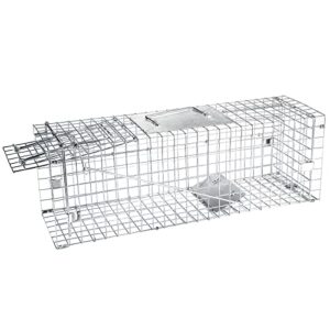 Live Animal Trap Cage Humane Cat Trap Rabbit Trap Humane Mouse Trap Live Traps for Raccoons Small Animal Trap Squirrel Traps Outdoor Groundhog Trap, 24'' Steel Humane Release Rodent Cage