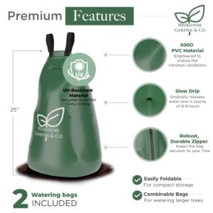 Heirloom Garden & Co 20 Gallon Tree Watering Bag to Conserve Water Slow Release Tree Watering Bag PVC Tree Bags w/ Robust Durable Zipper Reusable & Easily Fold Drip Irrigation Bag for Trees