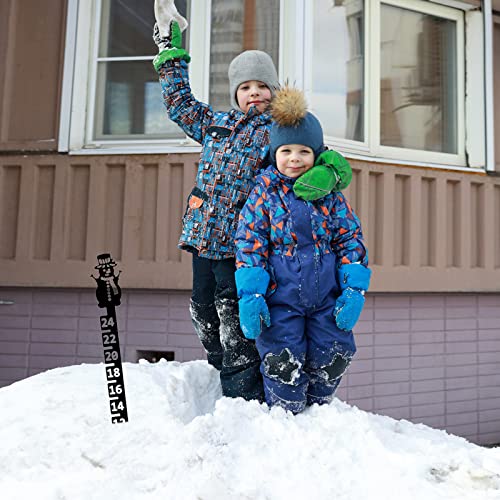 Gift 24cm Snowflake Snow Measuring Instrument Snowmobile Snow Measuring Instrument Metal Snow Measuring Ruler Outdoor Garden Ornament Elevit2 (Black, One Size)