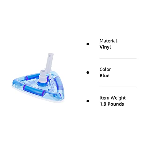 U.S. Pool Supply Weighted Transparent Triangular Pool Vacuum Head with Swivel Hose Connection and EZ Clip Handle - Connect 1-1/4" or 1-1/2" Hose - Removes Debris, Clean Corners - Safe for Vinyl Pools
