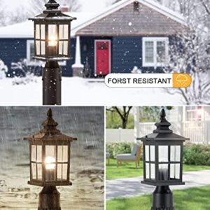 GYDZ Outdoor Dusk to Dawn Post Light, Outdoor Lamp Post Light Fixture, Exterior Pier Light Post Mount Light Head with Clear Glass for Garden, Matte Black, 2 Pack