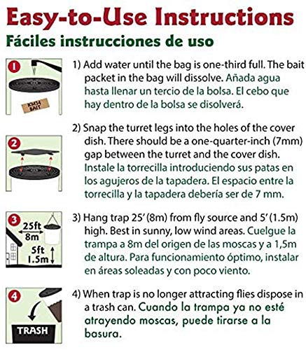 Flies Be Gone Fly Trap - Disposable Non Toxic Fly Catcher - Made in USA - Natural Bait Trap for Patios, Ranches. Easy to Use Outdoor Fly Traps, Keeps Flies from Coming Indoors (2 Pack)