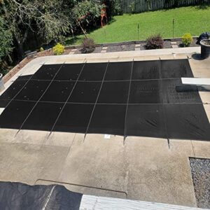 black winter pool cover mesh tarp, rectangular in ground pool cover for outdoor nursery garden deck patio, kids pets safety pool leaf cover 10 13 16 19 20 23 26 30 ft long ( size : 4x7m/13x23ft )