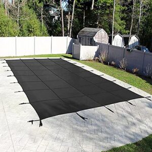 Black Winter Pool Cover Mesh Tarp, Rectangular In Ground Pool Cover for Outdoor Nursery Garden Deck Patio, Kids Pets Safety Pool Leaf Cover 10 13 16 19 20 23 26 30 FT Long ( Size : 4x7m/13x23ft )