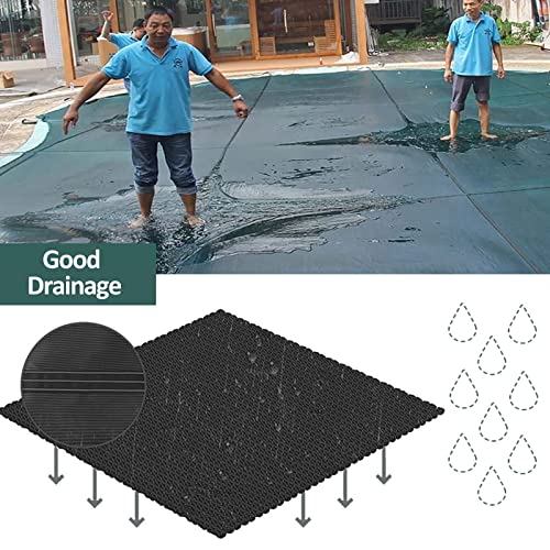 Black Winter Pool Cover Mesh Tarp, Rectangular In Ground Pool Cover for Outdoor Nursery Garden Deck Patio, Kids Pets Safety Pool Leaf Cover 10 13 16 19 20 23 26 30 FT Long ( Size : 4x7m/13x23ft )