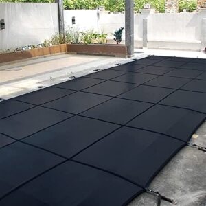 Black Winter Pool Cover Mesh Tarp, Rectangular In Ground Pool Cover for Outdoor Nursery Garden Deck Patio, Kids Pets Safety Pool Leaf Cover 10 13 16 19 20 23 26 30 FT Long ( Size : 4x7m/13x23ft )