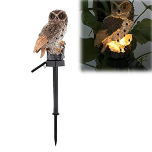 yosoo solar powered owl light, waterproof garden light outdoor lawn resin lamp for home garden lighting(brown)