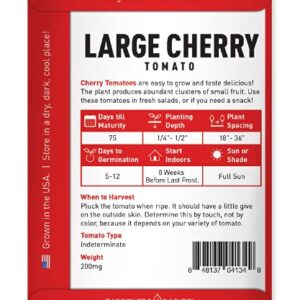 Large Cherry Tomato Seeds for Planting Heirloom Non-GMO Red Cherry Tomato Plant Seeds for Home Garden Vegetables Makes a Great Gift for Gardening by Gardeners Basics