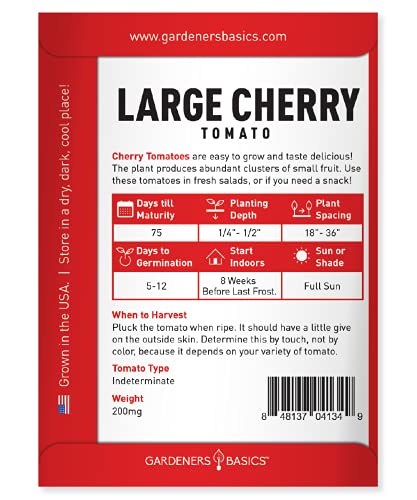 Large Cherry Tomato Seeds for Planting Heirloom Non-GMO Red Cherry Tomato Plant Seeds for Home Garden Vegetables Makes a Great Gift for Gardening by Gardeners Basics