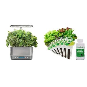 AeroGarden Harvest Elite - Stainless Steel & Heirloom Salad Greens Seed Pod Kit, 6