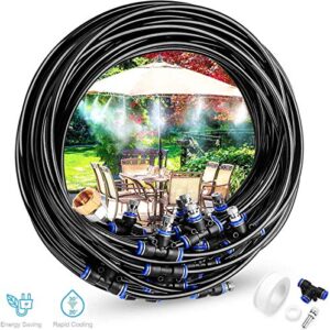 gesentur drip irrigation kit, 59ft (18m) misting cooling system, adjustable automatic micro drip irrigation system suit for garden landscape, flower bed patio, greenhouse, plants
