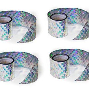 Bird Deterrent Scare Tape​ Reflective Repellent 50 feet Long - Holographic pest Control Products Mylar roll Effective for Pigeon,Grackle,Woodpecker,Goose,Duck,Crow,2 inch x 200 feet(Pack 4 x 50 feet)