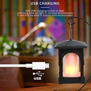 ARGCVU 99LEDs Solar Flame Lights with Lighting Controller,Outdoor Waterproof Solar Lantern with The Alternate USB Charging for Garden,Yard,Patio,Balcony(2PACK)