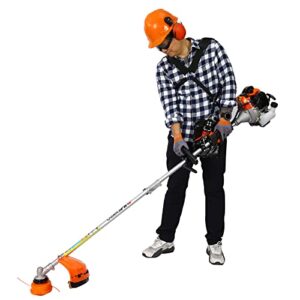 Cordless Gas Petrol Hedge Trimmer Brush Cutter 4 in 1 Multi-Functional Trimming Tool, 52CC 2-Cycle Full Crank Shaft Garden Tool System with Gas Pole Saw, Hedge Trimmer, Grass Trimmer and Brush Cutter