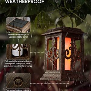 Solar Lantern Outdoor Hanging Lanterns - RGBING Solar Lanterns Outdoor Waterproof with Clips and Ground Stake, Flickering Led Solar Lanterns Garden Lanterns for Outdoor, Patio, Porch (2 Packs)