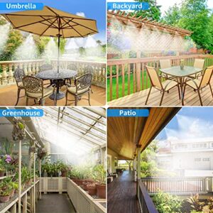 26.2FT Outdoor Mist Cooling System Fan Misting Kit Irrigation Animal Plants Swimming Pool Cooler with 1/4inch Tube Hose Pipe 7 Brass Metal Nozzles Jets Misters for Patio Garden Home