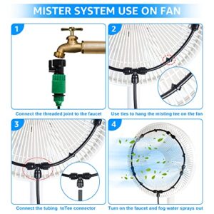 26.2FT Outdoor Mist Cooling System Fan Misting Kit Irrigation Animal Plants Swimming Pool Cooler with 1/4inch Tube Hose Pipe 7 Brass Metal Nozzles Jets Misters for Patio Garden Home