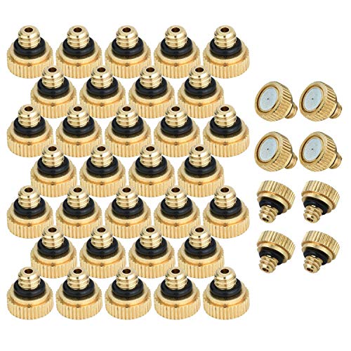 KUWAN 40pcs Brass Misting Nozzles for Cooling System 0.012" (0.3 mm) 10/24 UNC Garden (40 PCS)