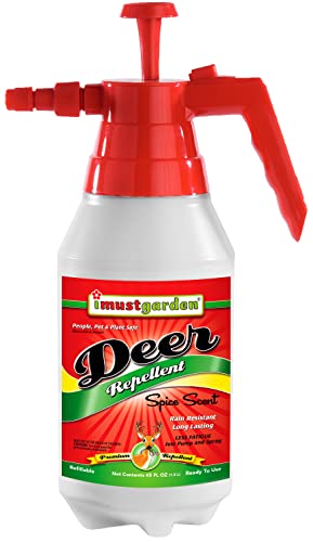 I Must Garden Deer Repellent: Easy Pump Spray Bottle - Spice Scent Deer Spray for Gardens & Plants – 45oz Ready to Use