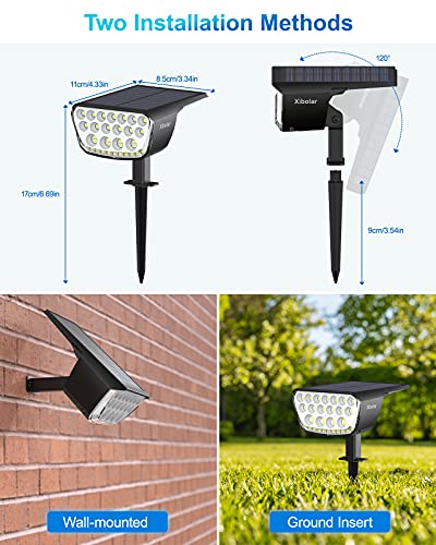 Solar Spot Lights Outdoor,Xibolar 32 LED Solar Landscape Spotlights, IP65 Waterproof Solar Powered Garden Wall Lights, Auto On/Off 2 Modes Lighting for Yard Pathway Porch Patio(Cool White/1 Pack)