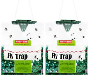 dwcom 2 pack large fly traps outdoor, ranch fly trap killer bag, fly repellent for outdoor farm/orchard