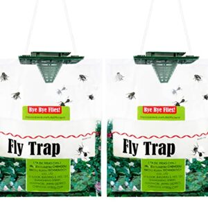 Dwcom 2 Pack Large Fly Traps Outdoor, Ranch Fly Trap Killer Bag, Fly Repellent for Outdoor Farm/Orchard