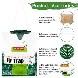 Dwcom 2 Pack Large Fly Traps Outdoor, Ranch Fly Trap Killer Bag, Fly Repellent for Outdoor Farm/Orchard