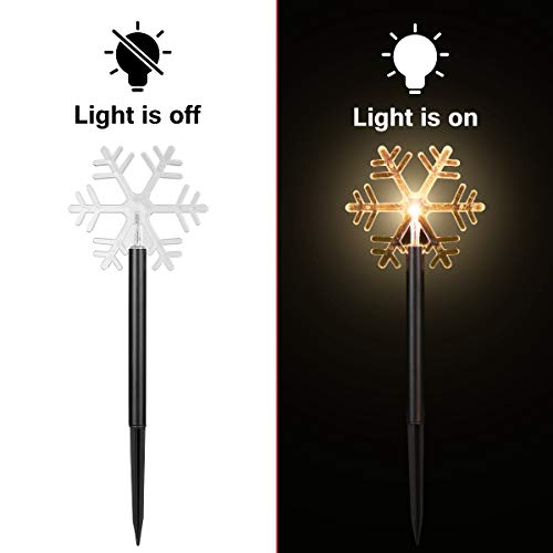 Uonlytech 5 Pack Christmas Snowflake Garden Lights Snowflake Stake Lights Battery Operated Snowflake Lights Outdoor Waterproof Christmas Decorative Ground Lights for Patio Walkway Yard Lawn