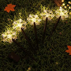 Uonlytech 5 Pack Christmas Snowflake Garden Lights Snowflake Stake Lights Battery Operated Snowflake Lights Outdoor Waterproof Christmas Decorative Ground Lights for Patio Walkway Yard Lawn